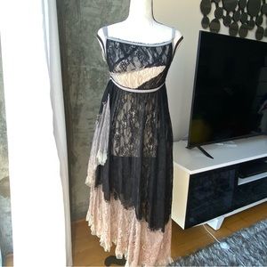 Free People Intimately Sheer Lace Maxi Dress with Deconstructed Hem